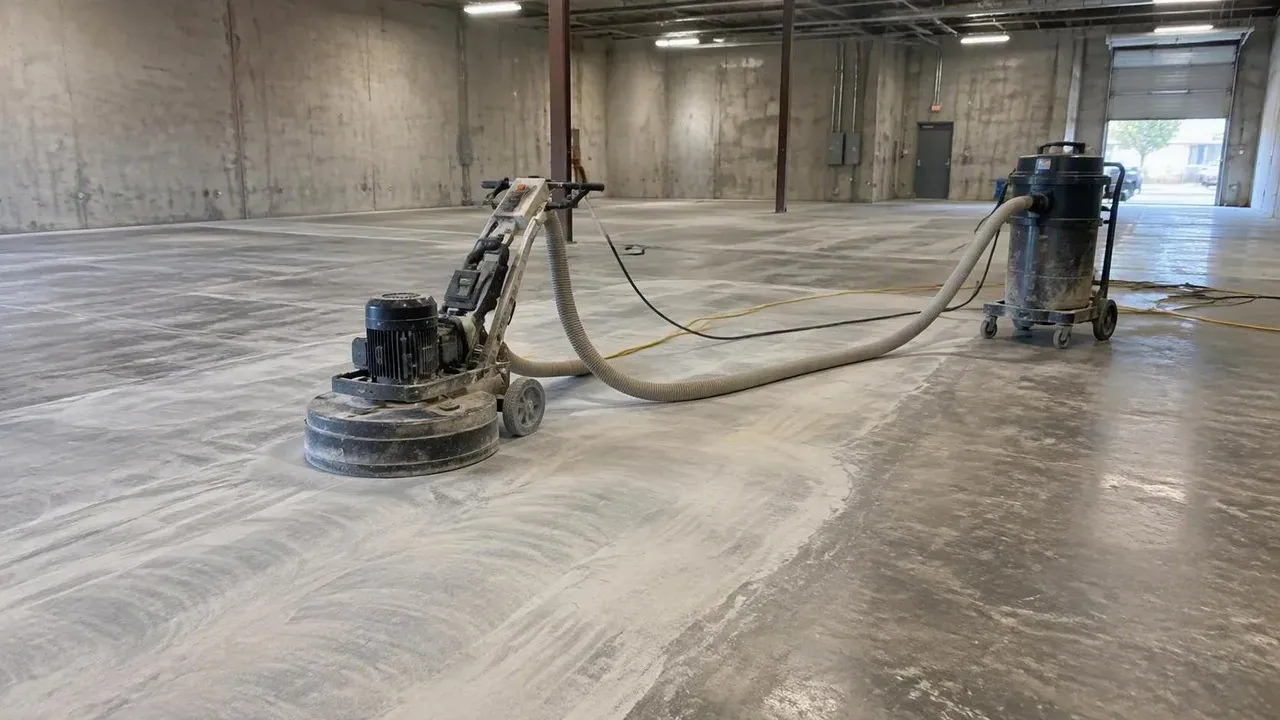 Cambridge plant floor ground before an industrial coating